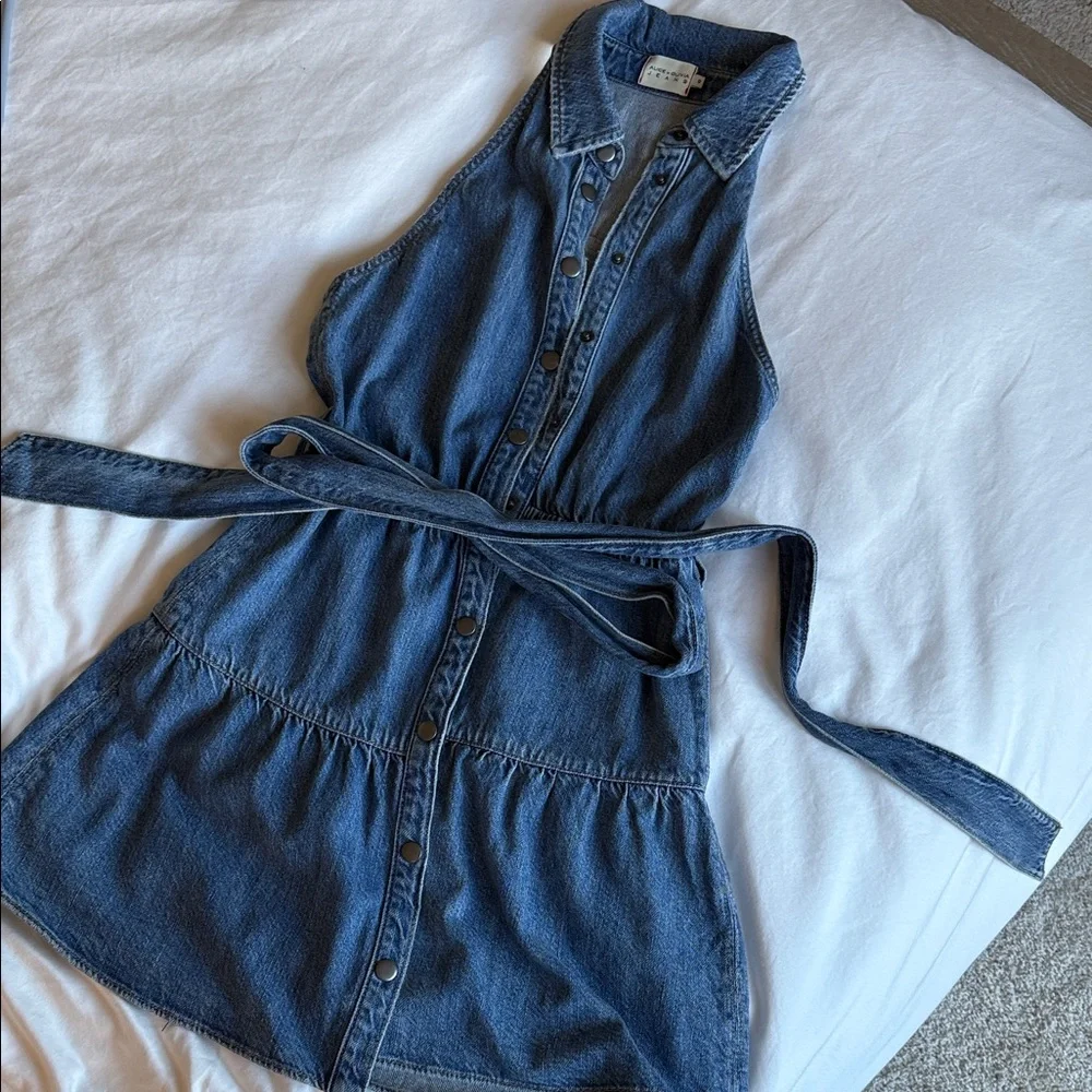 Alice + Olivia Blue Denim Mini Dress - Picture 1 of 3